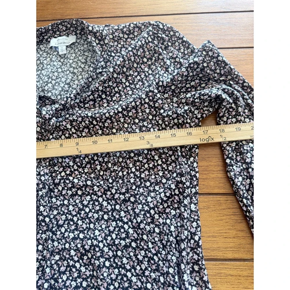 & Other Stories Paris Atelier Floral Tie Neck Mini Dress Black Pink Size 6